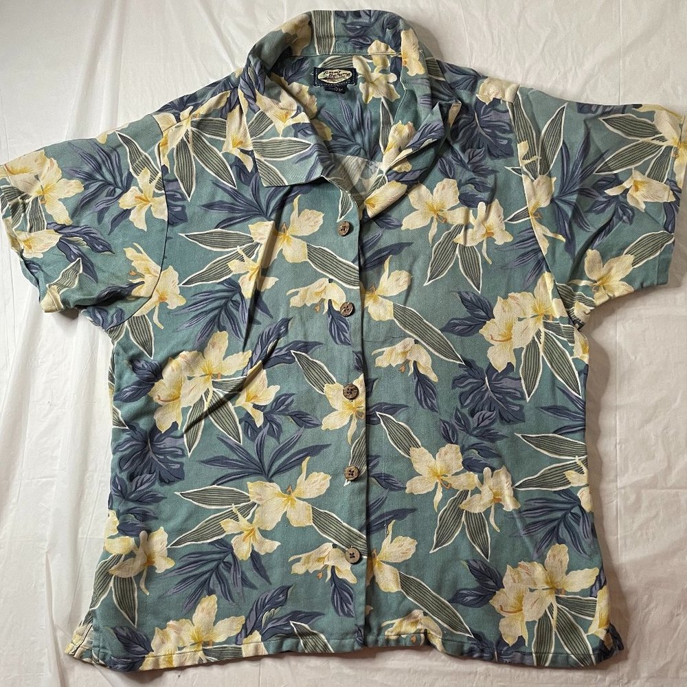 Tommy Bahama 100% Silk Floral Hawaiian Shirt Mens Medium